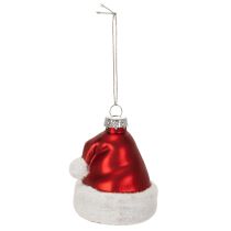 Artikel Kerstbal met kerstmuts van glas, 8 cm, 6 stuks