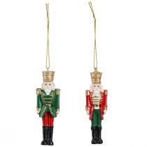 Artikel Notenkraker Hanger Kerstversiering Set van 4, Rood Groen Goud, 10 cm
