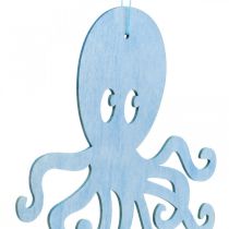 Octopus om op te hangen blauwe, witte houten octopus Maritieme zomerdecoratie 8st