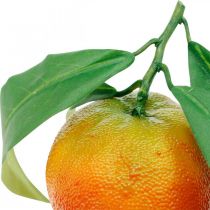 Decoratief fruit, sinaasappels met bladeren, kunstvruchten H9cm Ø6,5cm 4st