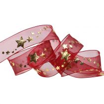 Decoratief lint organza met stermotief 25mm 20m