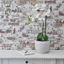 Artikel Planter Beton Witte Vintage Bloempot Witte Honingraat H17.5cm Ø18.5cm
