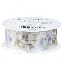 Artikel Organzalint bloemen blauw decoratief lint organza stof 40mm 15m