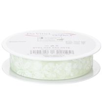 Artikel Organza lint, bloemenmotief, cadeaulint, groen, 25 mm, 18 m