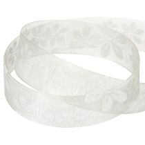 Artikel Organza lint, bloemenmotief, cadeaulint, groen, 25 mm, 18 m