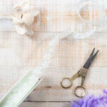 Artikel Organza lint, bloemenmotief, cadeaulint, groen, 25 mm, 18 m