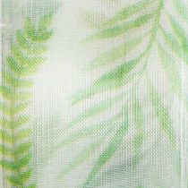Artikel Organza lint, chiffon lint, groen met bladmotieven, 40 mm breed, 15 m lang