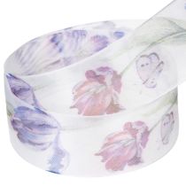 Artikel Organza lint, chiffon lint, papegaaitulpen, paars, 40 mm, 18 m