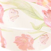 Artikel Organzalint chiffonlint papegaai tulpen rood 40mm 18m