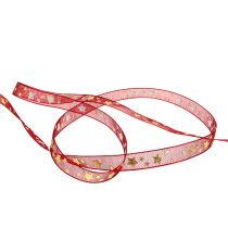 Artikel Organzalint donkerrood met sterren 15mm 20m