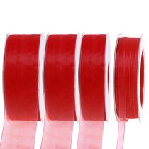 Artikel Organza lint cadeaulint decoratief lint zelfkant rood 50m