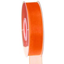 Artikel Organza lint cadeaulint oranje lint zelfkant 25mm 50m