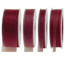 Artikel Organza lint cadeaulint met zelfkant Bordeaux 50m