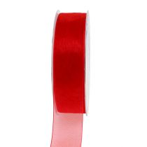 Artikel Organza lint met zelfkant 2.5cm 50m rood