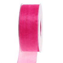 Artikel Organza lint cadeaulint roze lint zelfkant 40mm 50m