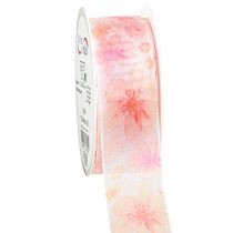 Artikel Organzalint met bloemen cadeaulint abrikoos 40mm 15m