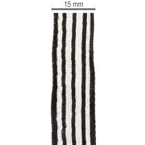Artikel Organzalint met strepen, cadeaulint, zwart, 15 mm breed, 20 m lang