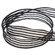 Artikel Organzalint met strepen, cadeaulint, zwart, 15 mm breed, 20 m lang
