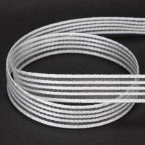 Artikel Organza lint met strepen, cadeaulint, wit, 15 mm, 20 m