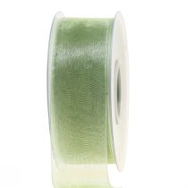 Artikel Organza lint groen cadeaulint zelfkant lime groen 40mm 50m