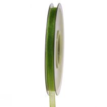 Artikel Organza lint groen cadeaulint geweven rand olijfgroen 6mm 50m