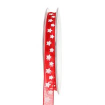 Artikel Organza lint met sterpatroon rood 10mm 20m