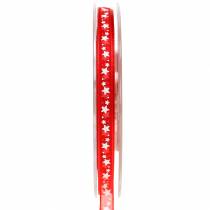 Artikel Organza lint met ster rood 6mm 20m