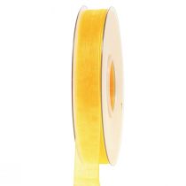 Artikel Organza lint cadeaulint geel lint zelfkant 15mm 50m