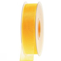 Artikel Organza lint cadeaulint geel lint zelfkant 25mm 50m