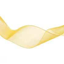 Artikel Organza lint cadeaulint geel lint zelfkant 40mm 50m