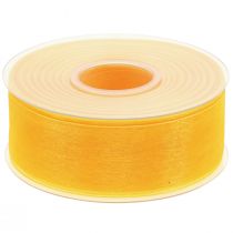 Artikel Organza lint cadeaulint geel lint zelfkant 40mm 50m