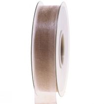 Artikel Organza lint cadeaulint beige lint zelfkant taupe 25mm 50m