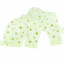 Artikel Organza lint groen met bloemen 20mm 20m