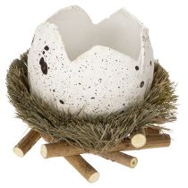 Artikel Paasdecoratie: ei in een nest, decoratief vogelnestje, natuurlijke kleuren, Ø9cm H11cm, 4 stuks