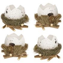 Artikel Paasdecoratie: ei in een nest, decoratief vogelnestje, natuurlijke kleuren, Ø9cm H11cm, 4 stuks