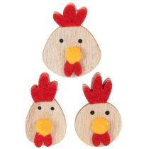 Artikel Houten kip met plakstippen, paasdecoratie, creatieve tafeldecoratie, landelijke stijl, 5 cm, 36 stuks
