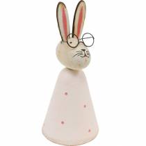 Paasdecoratie, konijn met bril, lentedecoratie, metalen konijn, tafeldecoratie
