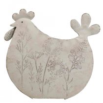 Paasdecoratie metaal deco kip Pasen wit 19,5x6,5x18cm