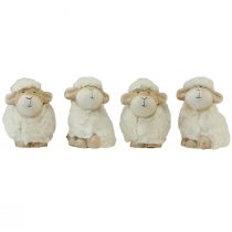 Artikel Paasdecoratie schapen keramiek decoratie Paascrème 9,5×6×9cm 4st