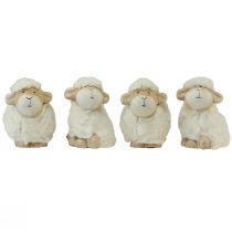 Artikel Paasdecoratie schapen keramiek decoratie Paascrème 9,5×6×9cm 4 st