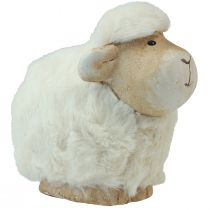 Artikel Paasdecoratie schapen keramiek decoratie Paascrème 9,5×6×9cm 4st