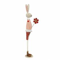 Paasdecoratie van metaal, lente, paashaas met bloem, decoratief konijn 44cm