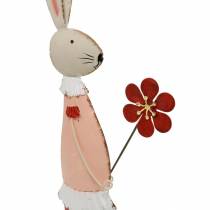 Paasdecoratie van metaal, lente, paashaas met bloem, decoratief konijn 44cm
