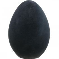 Paasei kunststof zwart ei Paasdecoratie gevlokt 40cm