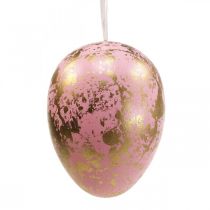 Paasei om op te hangen decoratie eieren roze, groen, goud 15cm 4st