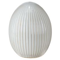 Artikel Paaseieren Keramiek Decoratief Ei met Groeven Wit Grijs 10×12.5cm 2 Stuks