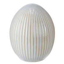 Artikel Paaseieren met groeven Keramiek Decoratief Ei Wit Grijs 7,5×9cm 4 stuks