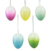 Artikel Paaseieren decoratie hangende plastic eieren Pasen gekleurd 8×12cm 10st