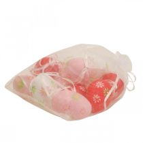 Artikel Paaseieren om op te hangen met bloemen Paasdecoratie 6cm 12st