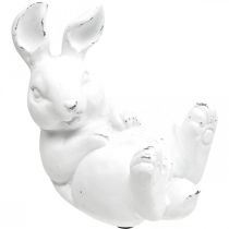Paashaas vintage look konijn liggend wit keramiek 12,5×8×14cm